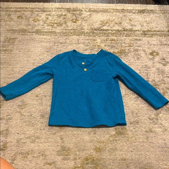 Cat & Jack Toddler Boy Teal Long Sleeve Henley Shirt 3T - Picture 1 of 3